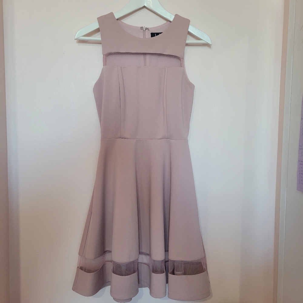 Lulu's Sheer Determination Mauve Mesh Skater Dress - XS